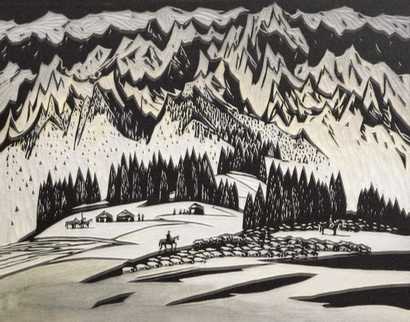 佚名 天山牧场（版画）